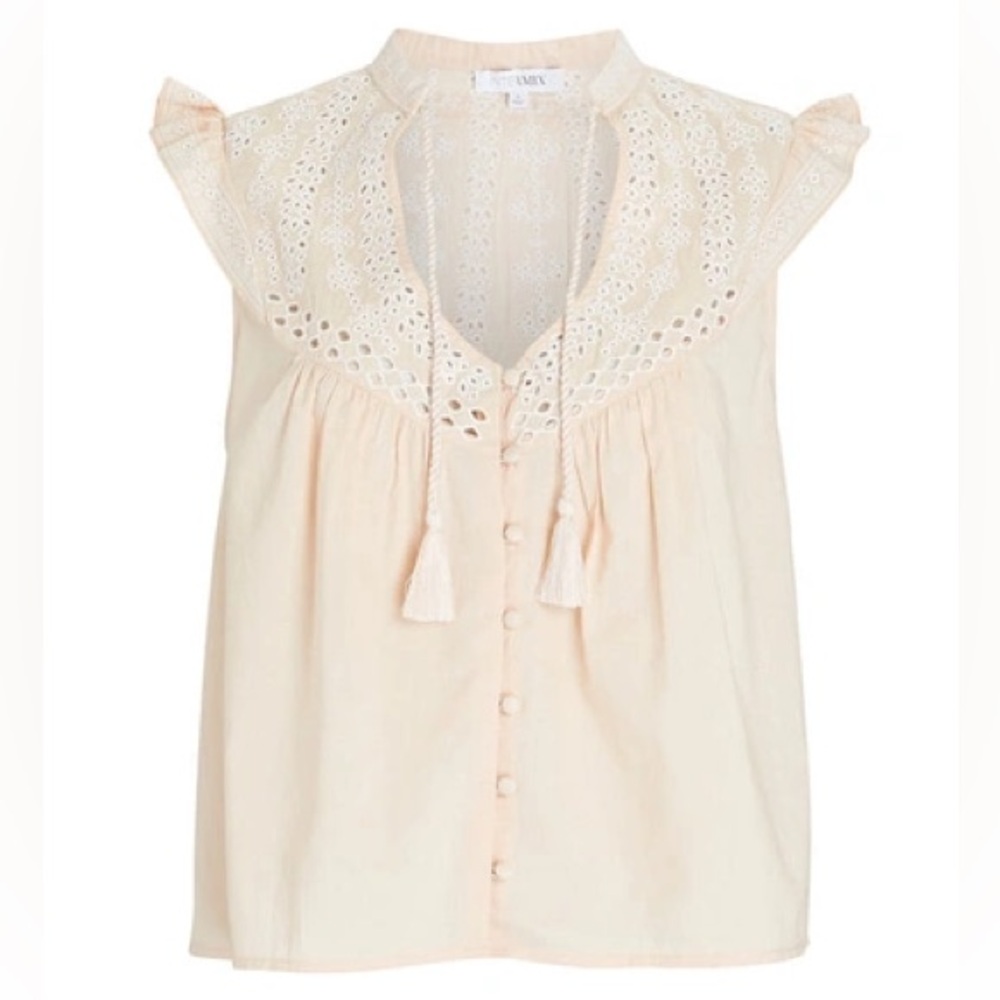 Intermix Milo Cotton Eyelet Blouse in Blush size small